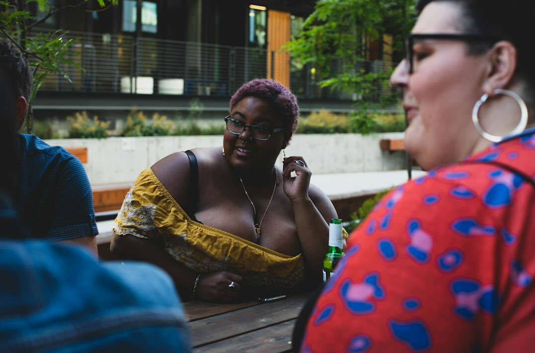diverse group talking about society