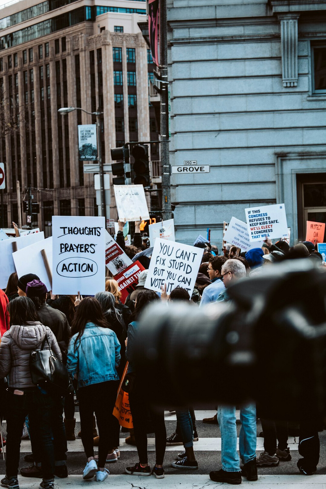 protest march in city