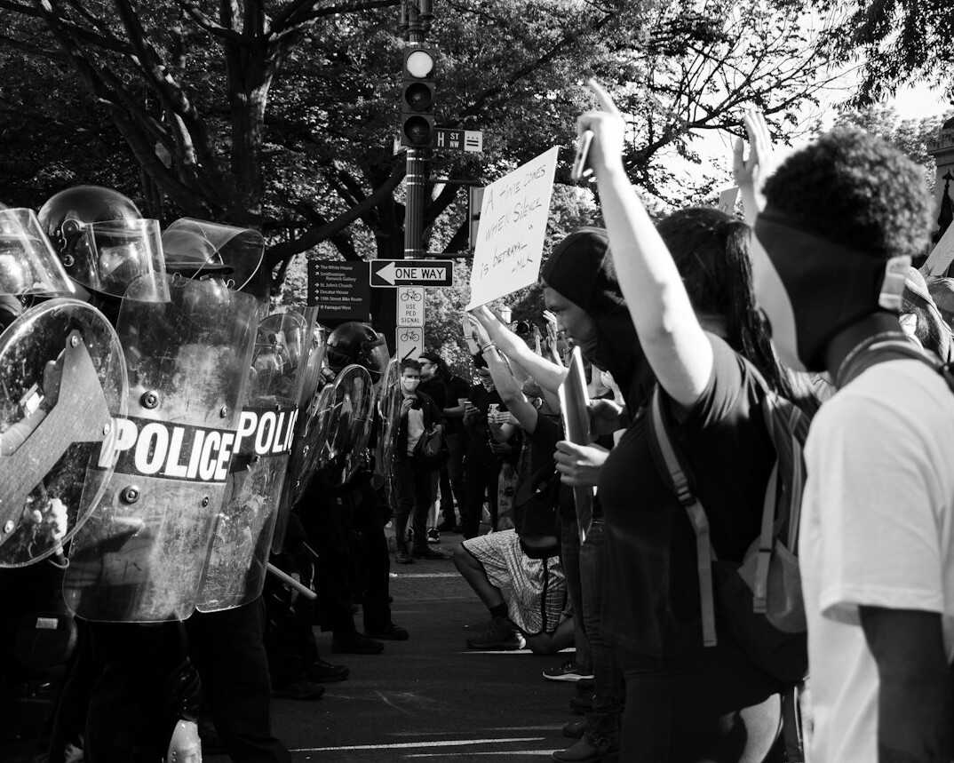 crowd at protest